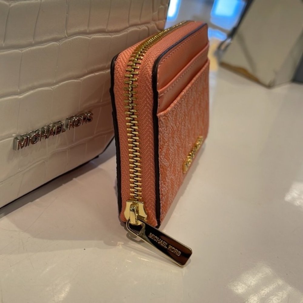 Michael Kors Jet Set Travel Medium Zip Around Card Case Sherbert Multi - Picture 11 of 16